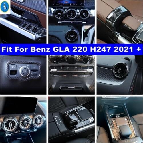 ABS Carbon Fiber Look Interior Refit Kit Lift Button / Air AC Vent / Gear Box Cover Trim Fit For Mercedes-Benz GLA 220 H247 2021