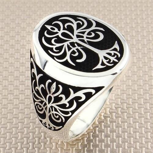 925 Sterling Silver Ring For Men For Women Handmade Tree of Life Design Gift For Him Mens Rings Turkish Jewelry