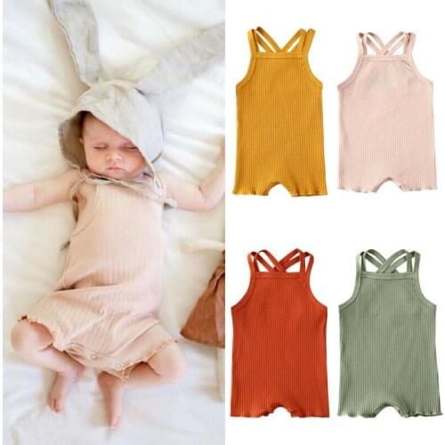 New Summer Clothing Baby Girls Knitted Solid Sleeveless Romper Newborn Jumpsuit Kids Outfits Baby Girl Clothes