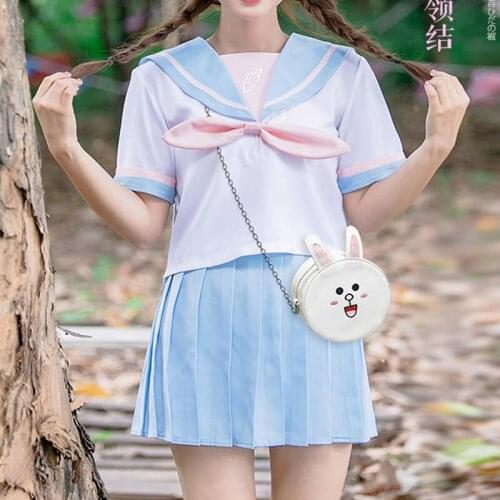 Anime Mo Dao Zu Shi Cosplay The Untamed Costumes Lan Wangji Rabbit JK Uniforms Cute Blue Suit Pleated Skirts For Girls CS590