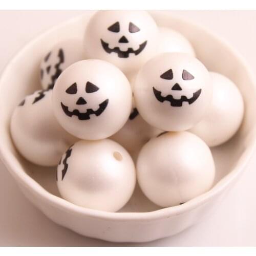 Kwoi Vita 20MM 100pcs New Chunky Acrylic Print Halloween Beads for Kids Necklace Jewelry