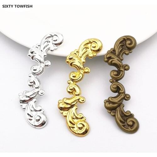 50pcs/lot) 17x62mm Brass Hair Accessory settings Antique Bronze/Silver/Gold Color Palace shaking Flower Pattern Hairwear