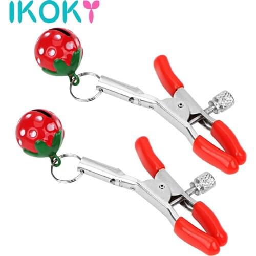 IKOKY Adult Games Metal Strawberry Sex Toys for Couple Breast Clips Nipple Stimulator Nipple Clamps Sex Slave Restraints