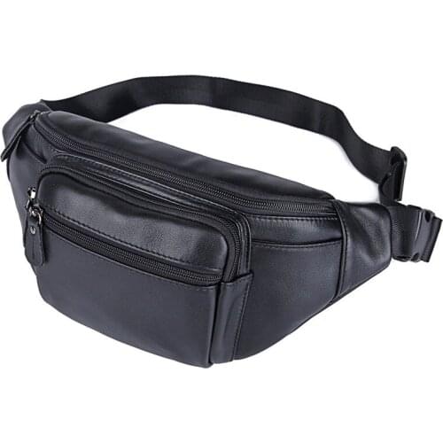 Men Waist Bags Crossbody Shoulder Bag Man Genuine Leather Belt Pouch Travel Waist Pack Real Leather Cell Phone Pocket Fanny Pack
