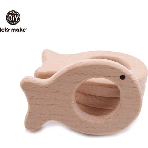 Lets Make Wooden Teethers Fish 50pcs Food Grade Beech Bpa Free For Baby Teether Toys Set