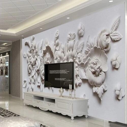 Custom Photo Wallpaper European Style 3D Stereoscopic Relief Flower Wall Mural Paper Living Room Bedroom Bedside Wall Painting