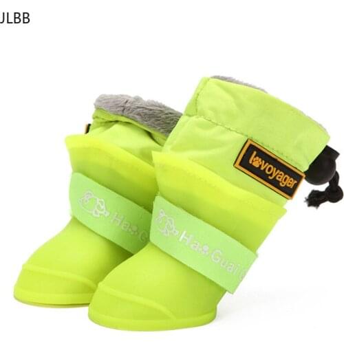 Dog Rain Boots for Small Medium Dogs Waterproof Dog Shoes Winter Warm Puppy Snow Boots Fleece Soft Silicon Adjustable Anti-Slip