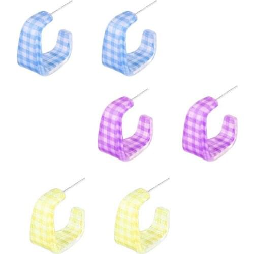 New Candy Color Acrylic C-Style Hoop Earrings For Women Girls Sweet Geometric Circle Earring Ear Ring Fashion Jewelry Gifts