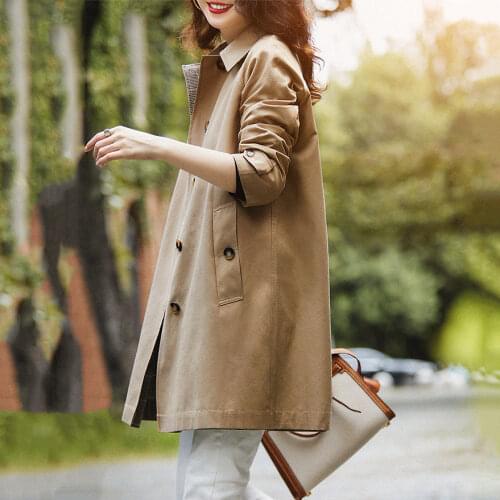 2021 Autumn Windbreaker Womens Mid-length Casual High-end Temperament Ladies Jacket Coat Top