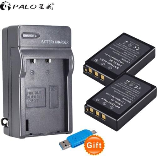 Palo 2Pcs 7.4v 2000mAh PS-BLS5 BL-S5 BLS5 Battery+Charger for Olympus PEN E-PL2 E-PL5 E-PL1S EPI2 EPL2 EPL1S ect. EU/US plug