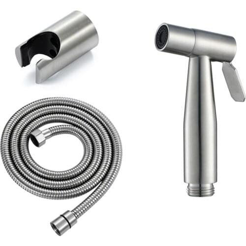GTBL Handheld Bidet Spray Shower Set Toilet Sprayer Douche Kit Bidet Faucet with Base and 1.5M Hose, Silver