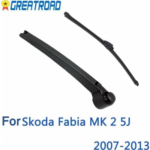 Wiper 13" Rear Wiper Blade & Arm Set Kit For Skoda Fabia MK 2 5J 2007-2013 Hatchback Windshield Windscreen Rear Window 5.0