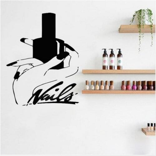Beauty Salon Wall Sticker Removeable Decals Nail Art Wallpaper Manicure Store Window Girls Bedroom Decoration PVC Mural Posters