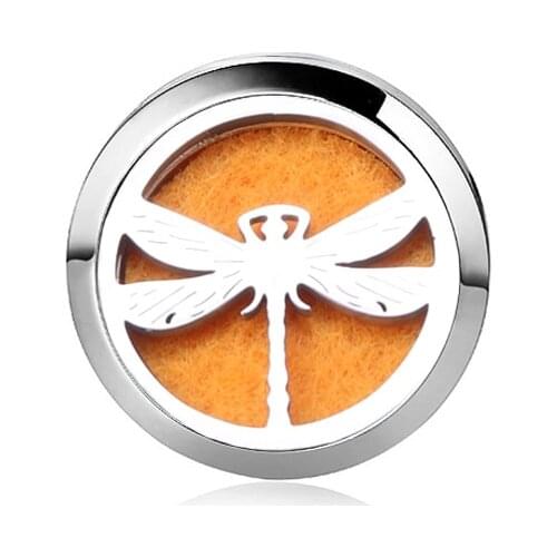 Charm Dragonfly Stainless Steel Aroma Brooch Badge Perfume Box Aromatherapy Essential Oil Diffuser Locket Brooch Jewelry