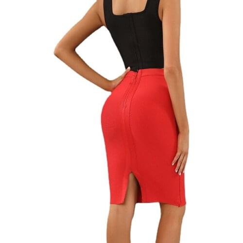 Sexy midi red bodycon skirt bandage mini women elegant cocktail evening dinner night lady fashion girl club clothing