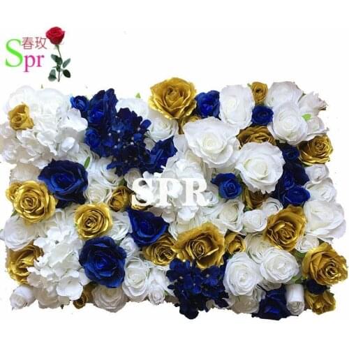 SPR 3D ROSE flower wall PANELS GOLD 10pcs/lot wedding backdrop artificial flower party events table runner centerpiece