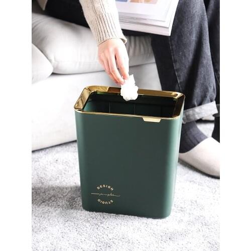 Light Luxury Trash Can Household Large Toilet Toilet Basket Creative Living Room Bedroom Kitchen Dust Basket Narrow