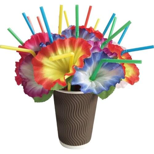 Pack of 20pcs Mixed Flower Cocktail Party Straws Beach Party Table Decoration