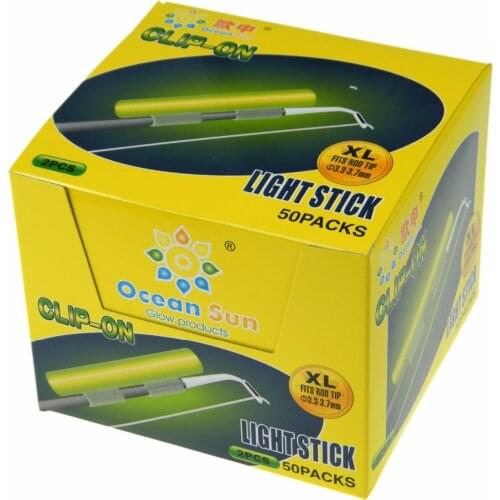 Clip On! Fishing Glow Stick 100Pcs XL 3.3-3.7mm Fluorescent Light stick Dry Type Luminous Wand Tubes Snap On Fishing Rod Top