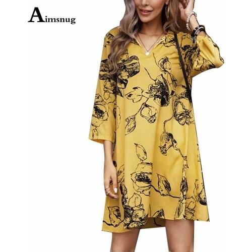Plus Size 3xl Women Elegant Above Knee Dress Three Quarter Sleeve Boho Retro Print Beach Dresses 2021 Ladies Casual Short Dress