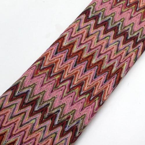 Zig Zag Knitting Lace Fabrics Pink 1 Meter For Dress Wave Striped Crochet Mesh Fabrics Diy Garment 150CM Wide