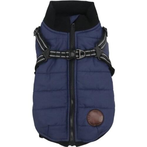 Winter Pet Dog Jacket With Harness Soft Warm Dog Clothes For Labrador Waterproof Big Dog Coat Chihuahua French Bulldog Outfits