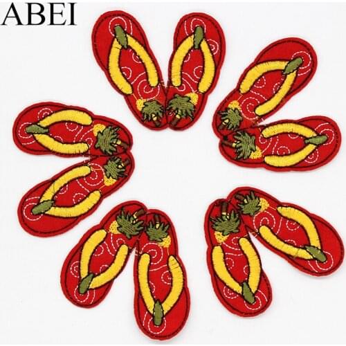 10pcs/lot Garment Patches Iron on Embroidered Appliqued Cartoon slippers Stickers Handmade Sewing Crafts DIY Patchwork Ornaments