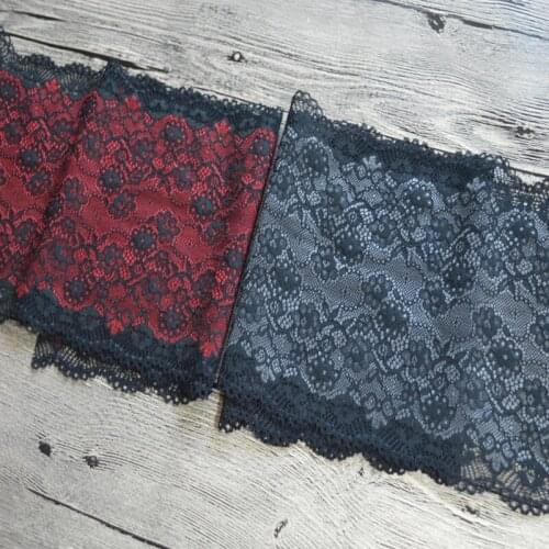 10Yards High Quality Black,Red Pattern 18cm Wide Elastic Wedding Lace Trim Embroidered For Lingerie DIY Crafts Material