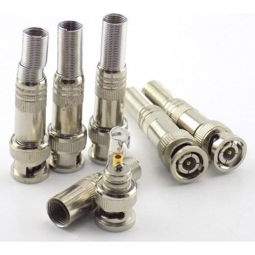 2/10pcs BNC male Connector Jack Coaxial RG59 Twist Spring Adapter Twist-on BNC Male CCTV video Camera Accessories W17