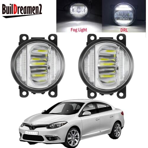 2 Pieces Car LED Fog Light Assembly Daytime Running Lamp DRL 30W 8000LM 12V Accessories For Renault Fluence L30 Saloon 2010-2015