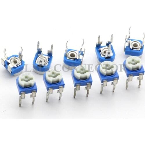 20PCS RM065 Carbon Film Horizontal Trimming Potentiometer 201 200ohm Blue White Variable Resistors For Electronic experiment