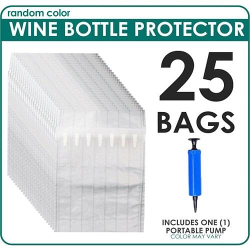 25pcs Wine Bottle Protector Bag with Free Pump Bottles Cushioning Wrap