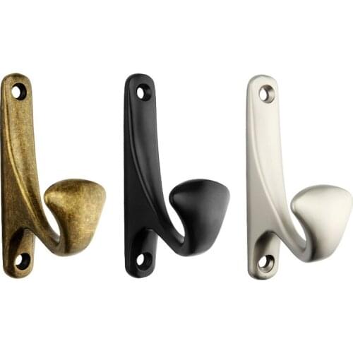 Hardware Robe Hook Black Zinc Alloy Bathroom Hook for Towels Bag Key Hanger Decorative Clothes Coat Hooks Wall Mounted Bath