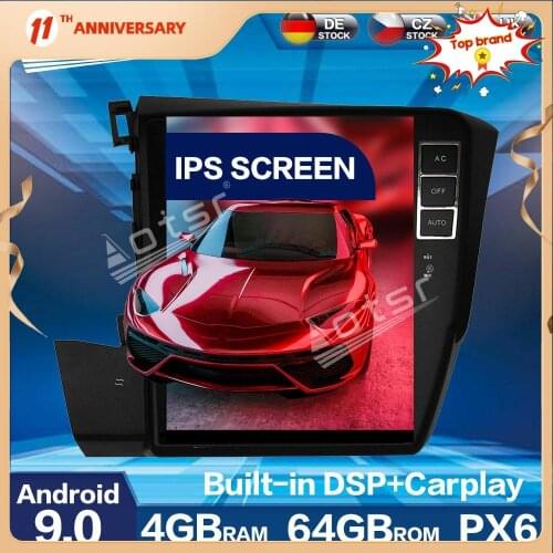 10.4 In Vertical screen Tesla Style Android 9.0 RAM 4GB Built-in CARPLAY Car Radio Play For Honda Civic 2012-2015 GPS Navigation