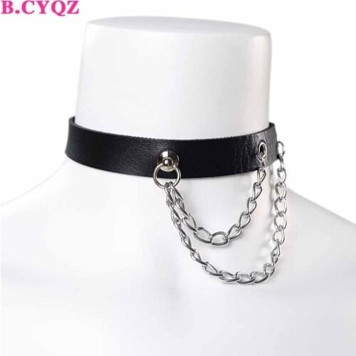 B.CYQZ Harajuku Choker Handmade Punk Garter Harness Woman Necklace Sexy Belt Gothic Accessories PU Leather Lingerie Bondage