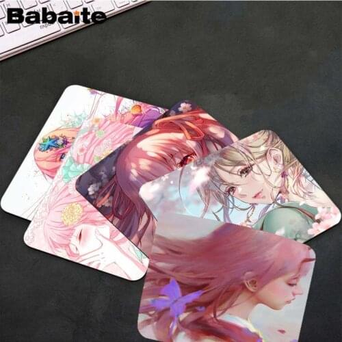 Babaite New Design Anime Pink Flower Hair Girl Customized laptop Gaming mouse pad Top Selling Wholesale Gaming Pad mouse