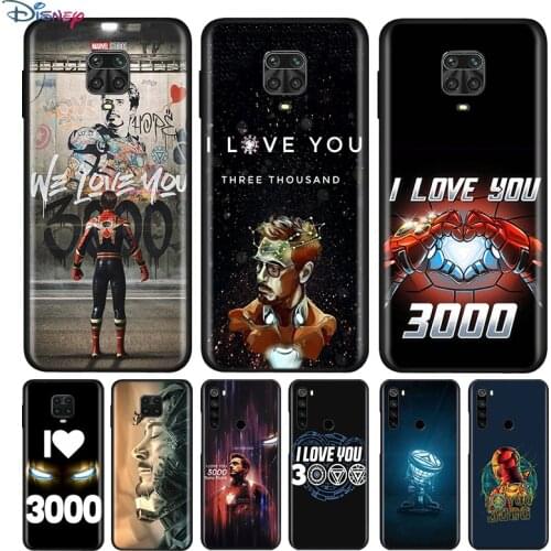 Black Silicone Cover Iron Man I Love You 3000 For Xiaomi Redmi Note 10 10S 9 9S Pro Max 9T 8T 8 7 6 5 Pro 5A Phone Case