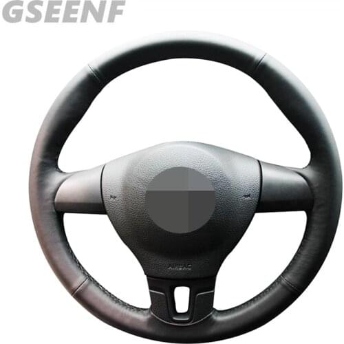 Car Steering Wheel Cover For Volkswagen VW Jetta Mk6 Tiguan Lavida Passat B7 Black Hand-stitched Soft Artificial Leather