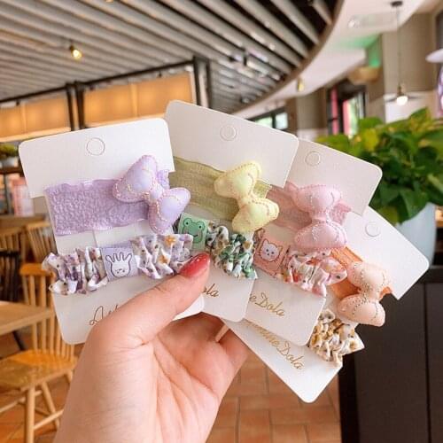 Children Flower Fold Hair Circle Girl Cartoon Hair Clip Pin Rope Tie Baby Fabric Bow Hairpin Elastic Hair Band Accessories