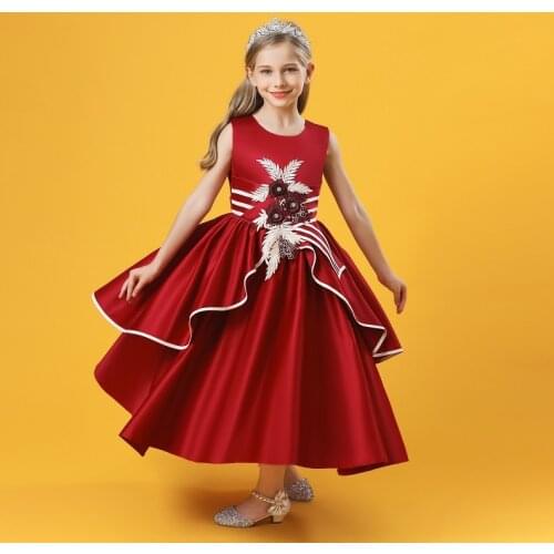 Princess Dress Girl Summer Child Dresses Flower Sleeveless Birthday Wedding Children Clothes for 12 13 Years Age Little Girl