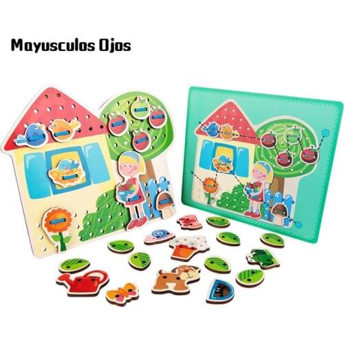 House Butterfly Threading Board Early Childhood Education Brain Building Blocks Baby Educational Toys