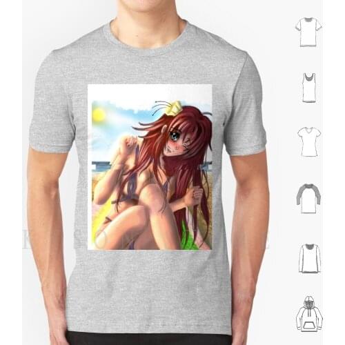 Rias Gremory T Shirt Men Cotton Rias Gremory Rias Gremory Ryas Red Hair Bikini Beach Summer Anime Manga Sexy Helen