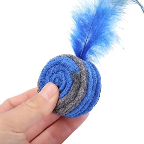 Cat Toys Fake Mouse Dark Blue Series Feather Toys Interactive Cat Plush Toys Kitten Anti-depression Molar Feather Pet Products