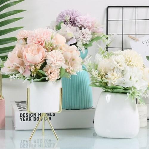 INS Photography Artificial Flowers High Quality White Peony Flowers Desktop Bouquet Decor Background Accessories Home Decoration