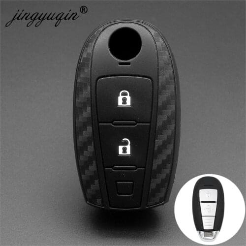 Jingyuqin 10pcs Silicone Carbon Car Key Fob Cover Set Skin Holder Case For SUZUKI Swift Sport SX4 SCORSS Remote 2 Button