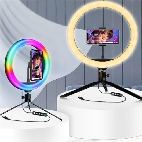 RGB Ring Light Tripod Various Sizes LED Ring Light Selfie Ring Light with Stand Video Lighting For Live/Youtube/Vlog