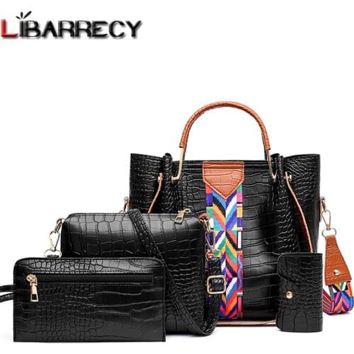 Composite Bag High Quality Leather Ladies Messenger Bags Alligator Pattern Design Shoulder Bag Luxury Solid Color Women Handbags