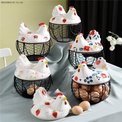 Creative Hen Storage Basket Iron Basket Egg Basket Potato Container Kitchen Decoration Accessories Functional Storage Basket