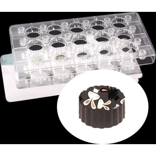 3.2cm Round Lace Transparent Magnetic Polycarbonate PC Chocolate Cake Molds Transfer Magnet Sheets Mould With Mirror Steel Plate
