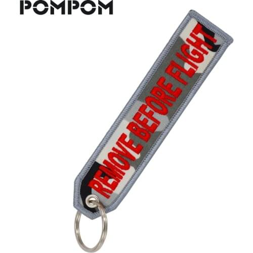 Remove Before Flight Camouflage Key Chain For Aviation Gifts Keyring Key Tags Embroidery Custom Keychain Sleutelhanger Jewelry